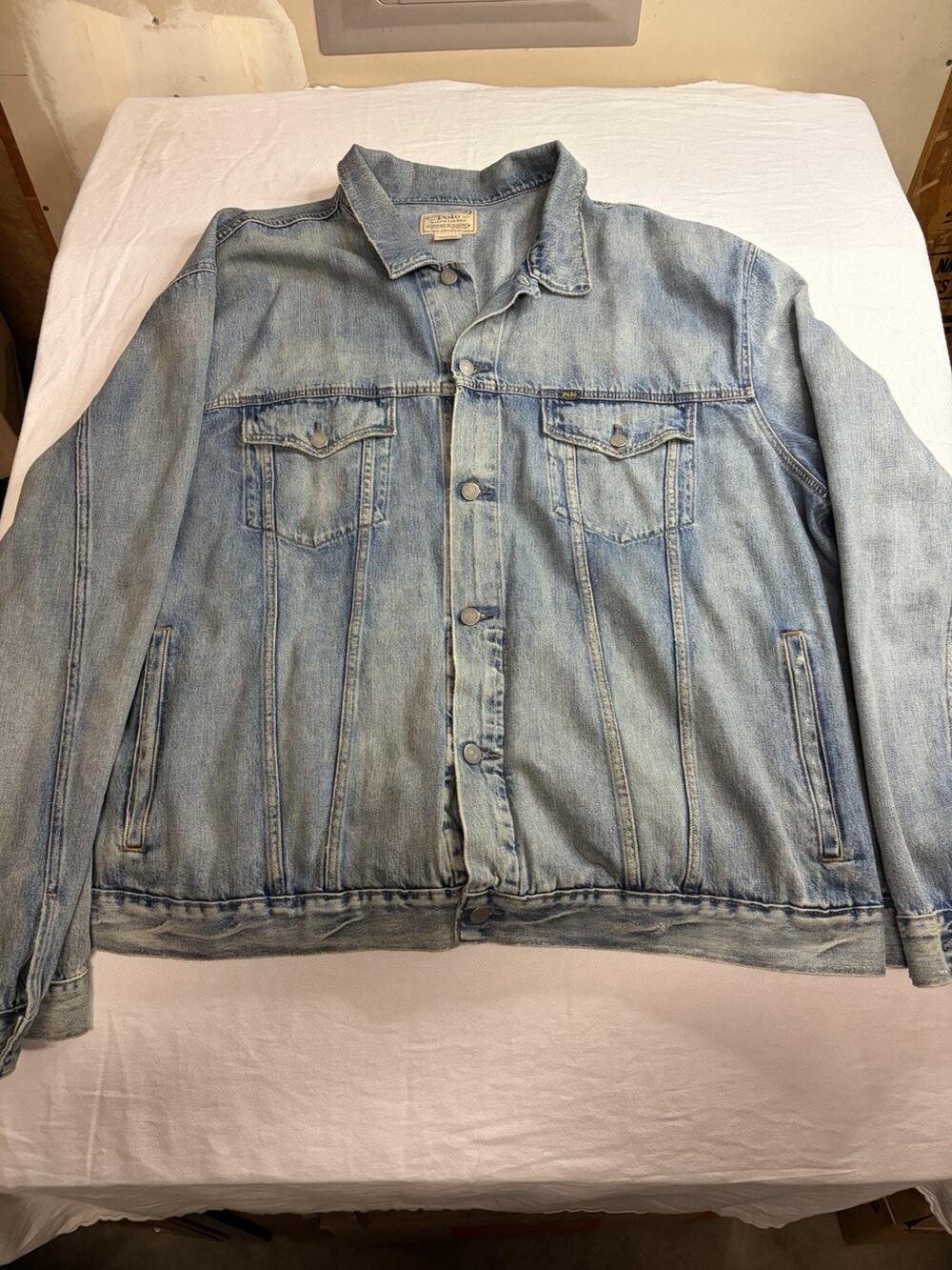 Polo Ralph Lauren Denim Jacket Men’s 4XLT Light Wash Trucker Button Front Cotton